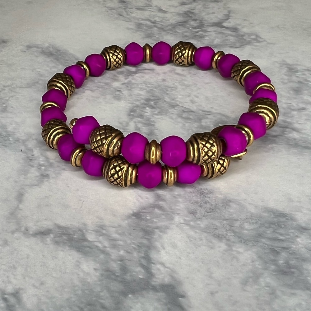 Alex and Ani Gold & Pink Vintage 66 Beaded Wrap